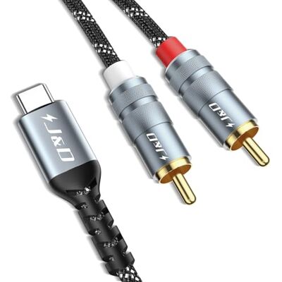 J&D Cabo de áudio USB C para RCA, tipo C macho para 2RCA macho e divisor para altifalante estéreo auxiliar de carro, cabo de amplificador, compatível com Pixel 10/9/8, iPhone 16/17 Series, Galaxy S25/24, 2 m J&D Cabo de áudio USB C para RCA, tipo C macho para 2RCA macho e divisor para altifalante estéreo auxiliar de carro, cabo de amplificador, compatível com Pixel 10/9/8, iPhone 16/17 Series, Galaxy S25/24, 2 m
