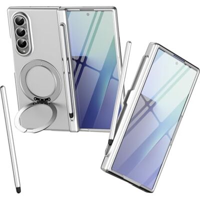 BAILI Magnetic Ring magnético para a capa Samsung Z Fold 4, suporte giratório dobrável, protetor de ecrã frontal, capa para Samsung Galaxy Z Fold4 com lápis tátil prateado BAILI Magnetic Ring magnético para a capa Samsung Z Fold 4, suporte giratório dobrável, protetor de ecrã frontal, capa para Samsung Galaxy Z Fold4 com lápis tátil prateado
