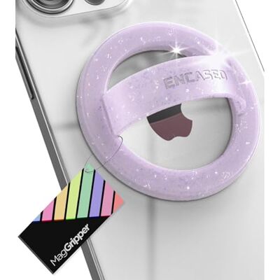 ENCASED Suporte magnético para telemóvel (compatível com MagSafe) anel de silicone fino para iPhone (purpurina roxa) ENCASED Suporte magnético para telemóvel (compatível com MagSafe) anel de silicone fino para iPhone (purpurina roxa)