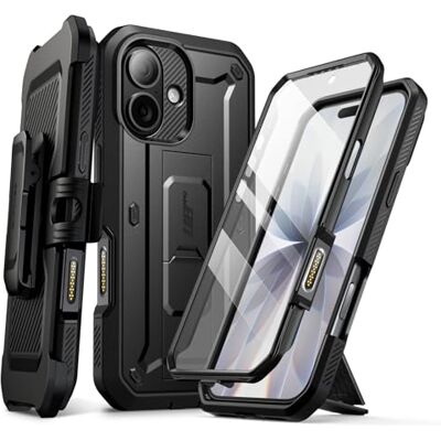 SUPCASE Funda para iPhone 17 con Protector de Pantalla y Soporte,Negro Capa de proteção de 360°, clipe de cinto giratório, botão de controlo da câmera, proteção militar, suporte, UB Pro SUPCASE Funda para iPhone 17 con Protector de Pantalla y Soporte,Negro Capa de proteção de 360°, clipe de cinto giratório, botão de controlo da câmera, proteção militar, suporte, UB Pro
