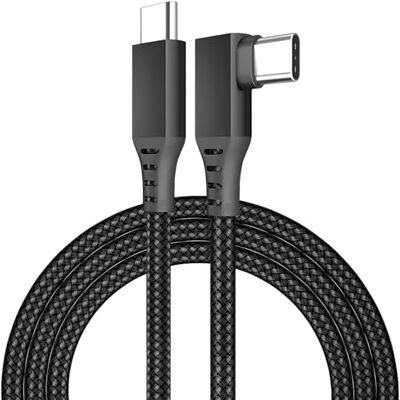 MMOBIEL Cabo VR de ligação USB-C para USB-C para Meta Quest 3 / Quest 2 / Pro/Pico 4 e PC/Steam VR Cabo trançado nylon Type-C de 90 graus para auriculares VR Gaming 5 m preto MMOBIEL Cabo VR de ligação USB-C para USB-C para Meta Quest 3 / Quest 2 / Pro/Pico 4 e PC/Steam VR Cabo trançado nylon Type-C de 90 graus para auriculares VR Gaming 5 m preto