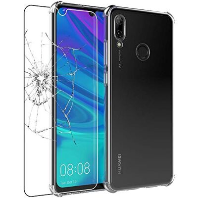 ebestStar Capa para Huawei P Smart 2019, capa de silicone transparente, camada protetora TPU anti-choques, bordas reforçadas, transparente vidro temperado ebestStar Capa para Huawei P Smart 2019, capa de silicone transparente, camada protetora TPU anti-choques, bordas reforçadas, transparente vidro temperado