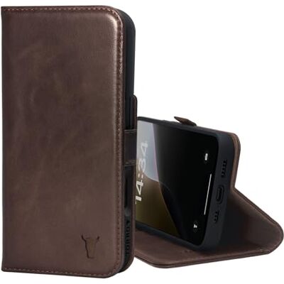 TORRO Capa compatível com iPhone 16 Pro capa tipo carteira de couro premium com suporte e ranhuras para cartões (compatível com carregadores MagSafe oficiais) castanho escuro TORRO Capa compatível com iPhone 16 Pro capa tipo carteira de couro premium com suporte e ranhuras para cartões (compatível com carregadores MagSafe oficiais) castanho escuro