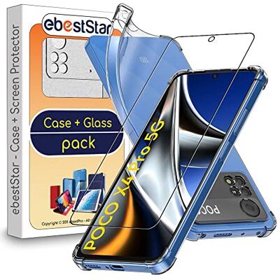 ebestStar Capa para Xiaomi Poco X4 Pro 5G, capa de silicone transparente, camada protetora TPU anti-choques, bordas reforçadas, transparente vidro temperado ebestStar Capa para Xiaomi Poco X4 Pro 5G, capa de silicone transparente, camada protetora TPU anti-choques, bordas reforçadas, transparente vidro temperado