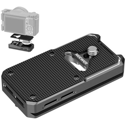 Neewer Placa de desbloqueio rápido compatível com AirTag, suporte de tripé de câmara de metal, adaptador de fixação rápida, placa base com base tipo arca e parafuso de 1/4 polegadas para tripé de Neewer Placa de desbloqueio rápido compatível com AirTag, suporte de tripé de câmara de metal, adaptador de fixação rápida, placa base com base tipo arca e parafuso de 1/4 polegadas para tripé de