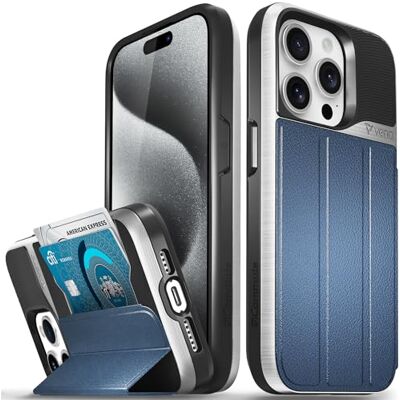 VENA vCommute Capa tipo carteira compatível com Apple iPhone 15 Pro (6,1 polegadas), proteção contra quedas de grau militar, capa de couro com tampa e ranhura para cartões com suporte, cor VENA vCommute Capa tipo carteira compatível com Apple iPhone 15 Pro (6,1 polegadas), proteção contra quedas de grau militar, capa de couro com tampa e ranhura para cartões com suporte, cor