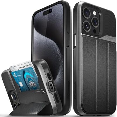 VENA vCommute Capa tipo carteira compatível com Apple iPhone 15 Pro MAX (6,7 polegadas), (proteção contra quedas de grau militar), capa de couro com tampa e ranhura para cartões com suporte, cor VENA vCommute Capa tipo carteira compatível com Apple iPhone 15 Pro MAX (6,7 polegadas), (proteção contra quedas de grau militar), capa de couro com tampa e ranhura para cartões com suporte, cor