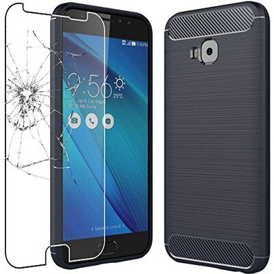 ebestStar Capa para ASUS Zenfone 4 Selfie Pro ZD552KL, capa protetora em carbono TPU, anti-choques, azul escuro vidro temperado ebestStar Capa para ASUS Zenfone 4 Selfie Pro ZD552KL, capa protetora em carbono TPU, anti-choques, azul escuro vidro temperado