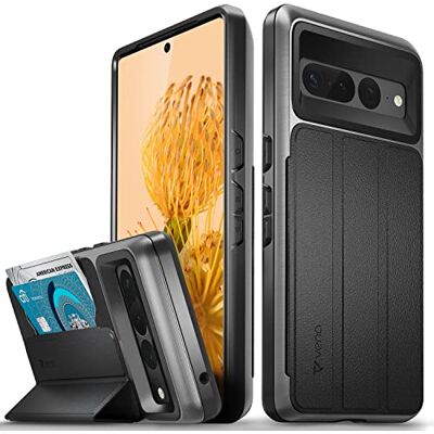 VENA vCommute Capa para Google Pixel 7 Pro (Military Grade, ranhuras para cartões), capa de couro case com função de suporte cinzento VENA vCommute Capa para Google Pixel 7 Pro (Military Grade, ranhuras para cartões), capa de couro case com função de suporte cinzento