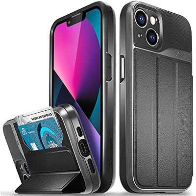 VENA vCommute Capa carteira para Apple iPhone 13 (6,1" Inch), (Military Grade, ranhuras para cartões), capa de couro case com função de suporte cinzento VENA vCommute Capa carteira para Apple iPhone 13 (6,1" Inch), (Military Grade, ranhuras para cartões), capa de couro case com função de suporte cinzento