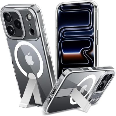 Verco Para iPhone 17 Pro MAX, capa com suporte, suporte integrado e capa de TPU anti-choque compatível com MagSafe, compatível com iPhone 17 Pro MAX (6,9 polegadas), transparente Verco Para iPhone 17 Pro MAX, capa com suporte, suporte integrado e capa de TPU anti-choque compatível com MagSafe, compatível com iPhone 17 Pro MAX (6,9 polegadas), transparente
