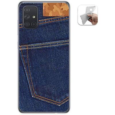 Tumundosmartphone Capa de gel TPU para Samsung Galaxy A71 design jeans desenhos Tumundosmartphone Capa de gel TPU para Samsung Galaxy A71 design jeans desenhos