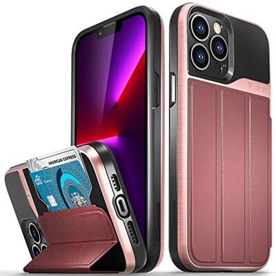 VENA vCommute Capa carteira para Apple iPhone 13 Pro MAX (6,7" Inch), (Military Grade, ranhuras para cartões) capa de couro com função de suporte ouro rosa VENA vCommute Capa carteira para Apple iPhone 13 Pro MAX (6,7" Inch), (Military Grade, ranhuras para cartões) capa de couro com função de suporte ouro rosa