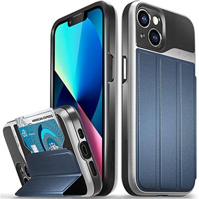 VENA vCommute Capa carteira para Apple iPhone 13 (6,1"-Inch), (Military Grade, ranhuras para cartões), capa de couro case com função de suporte azul VENA vCommute Capa carteira para Apple iPhone 13 (6,1"-Inch), (Military Grade, ranhuras para cartões), capa de couro case com função de suporte azul