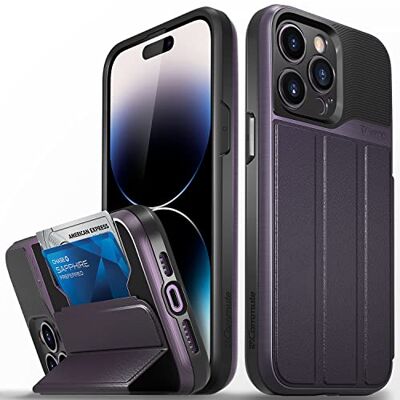 VENA vCommute Capa carteira para Apple iPhone 14 Pro MAX (6,7" Inch), (Military Grade, ranhuras para cartões), capa de couro com função de suporte (roxo escuro/preto) VENA vCommute Capa carteira para Apple iPhone 14 Pro MAX (6,7" Inch), (Military Grade, ranhuras para cartões), capa de couro com função de suporte (roxo escuro/preto)