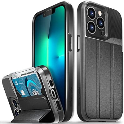 VENA vCommute Capa carteira para Apple iPhone 13 Pro (6,1" Inch), (Military Grade, ranhuras para cartões), capa de couro com função de suporte cinzento VENA vCommute Capa carteira para Apple iPhone 13 Pro (6,1" Inch), (Military Grade, ranhuras para cartões), capa de couro com função de suporte cinzento