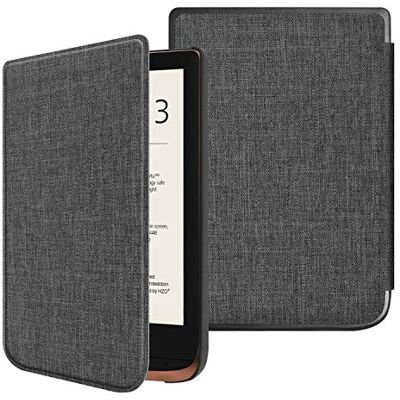 FINTIE Capa para leitor de livros de Pocketbook Touch Lux 5/4, Touch HD 3 / Basic Lux 2 e-Book Reader, capa fina com fecho magnético e espera/despertador automático, Denim Charcoal FINTIE Capa para leitor de livros de Pocketbook Touch Lux 5/4, Touch HD 3 / Basic Lux 2 e-Book Reader, capa fina com fecho magnético e espera/despertador automático, Denim Charcoal