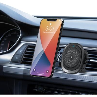 MMOBIEL Suporte para telefone 15 W carregador sem fios de carro compatível com MagSafe suporte de carro suporte magnético de carro carregador sem fios mãos livres-compatível com iPhone 17/16/15/14/13 MMOBIEL Suporte para telefone 15 W carregador sem fios de carro compatível com MagSafe suporte de carro suporte magnético de carro carregador sem fios mãos livres-compatível com iPhone 17/16/15/14/13