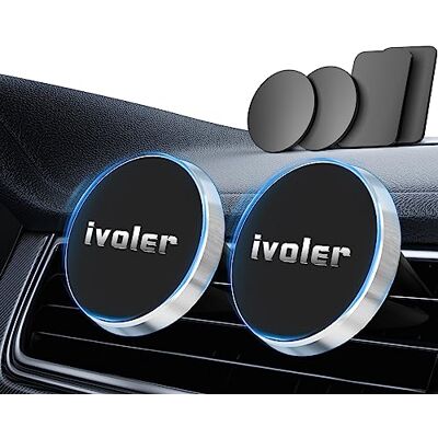 ivoler 2 Pack suporte móvel carro magnético para grelha de ar, preto 360° Rotação íman telemóvel carro para smartphone iPhone, Samsung Huawei, Xiaomi e dispositivo GPS com 4 autocolantes ivoler 2 Pack suporte móvel carro magnético para grelha de ar, preto 360° Rotação íman telemóvel carro para smartphone iPhone, Samsung Huawei, Xiaomi e dispositivo GPS com 4 autocolantes