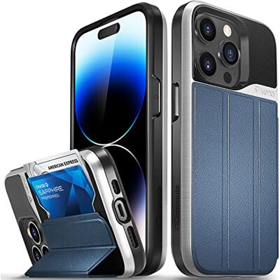 VENA vCommute Capa carteira para Apple iPhone 14 Pro (6,1" Inch), (Military Grade, ranhuras para cartões), capa de couro com função de suporte (azul) VENA vCommute Capa carteira para Apple iPhone 14 Pro (6,1" Inch), (Military Grade, ranhuras para cartões), capa de couro com função de suporte (azul)