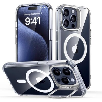 ESR Capa para iPhone 15 Pro MAX, Compatível com MagSafe, Capa Protetora de Grau Militar, Capa com Suporte Oculto Integrado, Parte Traseira Resistente a Riscos, Serie Classic, Transparente Antiamarilleo duradero, Soporte cámara, Compatible con MagSafe, P ESR Capa para iPhone 15 Pro MAX, Compatível com MagSafe, Capa Protetora de Grau Militar, Capa com Suporte Oculto Integrado, Parte Traseira Resistente a Riscos, Serie Classic, Transparente Antiamarilleo duradero, Soporte cámara, Compatible con MagSafe, P