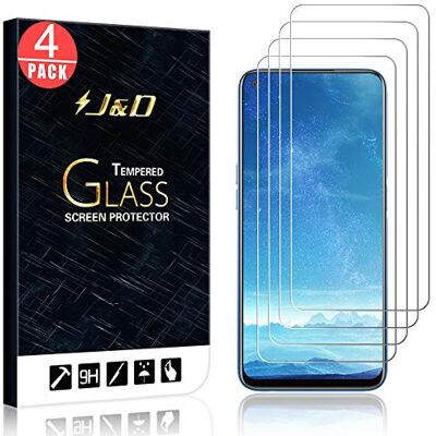 J&D Compatível para Realme 7 protetor de ecrã, 4 pacotes de vidro temperado, sem cobertura completa, protetor de ecrã de vidro temperado para o Realme 7 J&D Compatível para Realme 7 protetor de ecrã, 4 pacotes de vidro temperado, sem cobertura completa, protetor de ecrã de vidro temperado para o Realme 7
