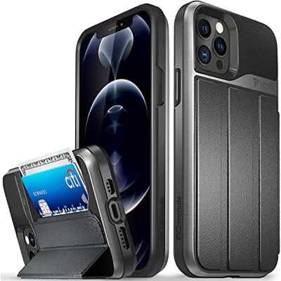 VENA vCommute Capa carteira compatível com Apple iPhone 12 / iPhone 12 Pro (6,1"-Inch), (Military Grade, ranhuras para cartões), capa de couro com função de suporte cinzento VENA vCommute Capa carteira compatível com Apple iPhone 12 / iPhone 12 Pro (6,1"-Inch), (Military Grade, ranhuras para cartões), capa de couro com função de suporte cinzento