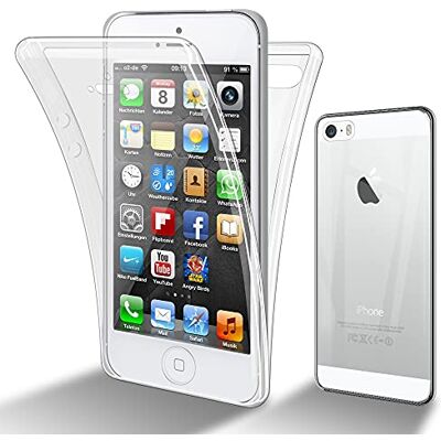 Cadorabo Capa compatível com Apple iPhone 5 / 5S / SE transparente capa para telemóvel de corpo inteiro de 360° frente e traseira proteção integral com proteção de ecrã Cadorabo Capa compatível com Apple iPhone 5 / 5S / SE transparente capa para telemóvel de corpo inteiro de 360° frente e traseira proteção integral com proteção de ecrã
