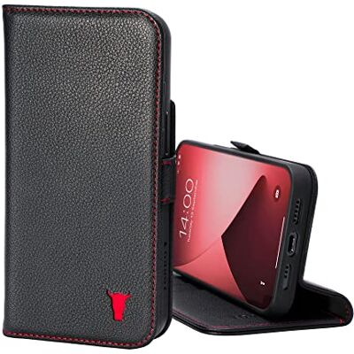 TORRO Capa compatível com iPhone 13 capa tipo carteira de couro premium com suporte e ranhuras para cartões (preto) TORRO Capa compatível com iPhone 13 capa tipo carteira de couro premium com suporte e ranhuras para cartões (preto)