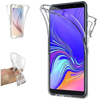 REY Capa de gel transparente dupla de 360º para Samsung Galaxy A7 2018, ultra fina 0,33 mm, silicone TPU de alta resistência e flexibilidade REY Capa de gel transparente dupla de 360º para Samsung Galaxy A7 2018, ultra fina 0,33 mm, silicone TPU de alta resistência e flexibilidade
