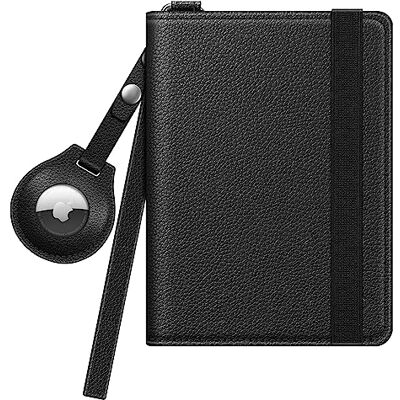 FINTIE Suporte para passaporte com suporte para Airtag, carteira de viagem fina com bloqueio RFID, capa protetora para passaporte, artigos essenciais de viagem com ranhuras para cartões de crédito FINTIE Suporte para passaporte com suporte para Airtag, carteira de viagem fina com bloqueio RFID, capa protetora para passaporte, artigos essenciais de viagem com ranhuras para cartões de crédito