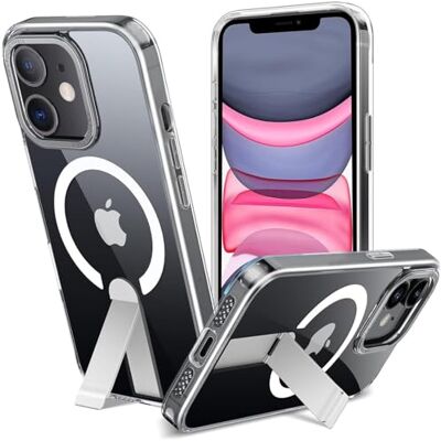 Verco Para iPhone 11 Capa com suporte, suporte integrado e capa de TPU anti-choque compatível com MagSafe, compatível com iPhone 11 (6,1 polegadas), transparente Verco Para iPhone 11 Capa com suporte, suporte integrado e capa de TPU anti-choque compatível com MagSafe, compatível com iPhone 11 (6,1 polegadas), transparente