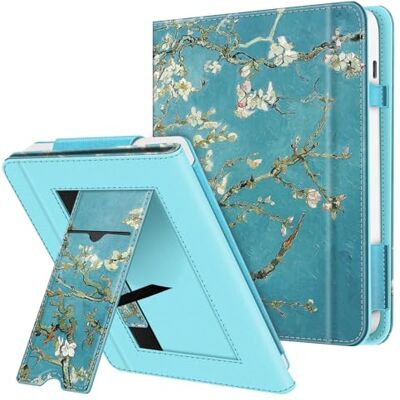 FINTIE Capa de 7" para Tolino Vision Color 2024/Vision 6 2021 e Kobo Libra Color 2024/Libra 2 2021-Kickstand capa com correia de mão titular do cartão e do sono/acordar carro, flores FINTIE Capa de 7" para Tolino Vision Color 2024/Vision 6 2021 e Kobo Libra Color 2024/Libra 2 2021-Kickstand capa com correia de mão titular do cartão e do sono/acordar carro, flores