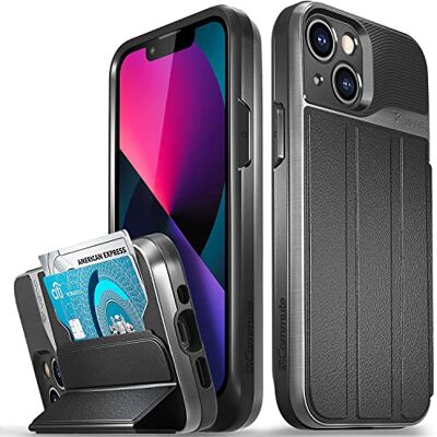 VENA vCommute Capa carteira para Apple iPhone 13 Mini (5,4" Inch), (Military Grade, ranhuras para cartões), capa de couro com função de suporte cinzento VENA vCommute Capa carteira para Apple iPhone 13 Mini (5,4" Inch), (Military Grade, ranhuras para cartões), capa de couro com função de suporte cinzento
