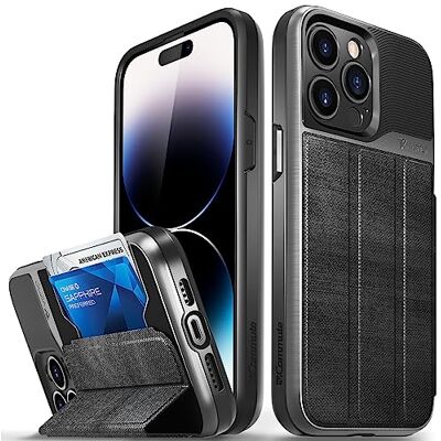 VENA vCommute Capa carteira para Apple iPhone 14 Pro MAX (6,7" Inch), (Military Grade, ranhuras para cartões), capa de couro com função de suporte (preto ardósia) VENA vCommute Capa carteira para Apple iPhone 14 Pro MAX (6,7" Inch), (Military Grade, ranhuras para cartões), capa de couro com função de suporte (preto ardósia)