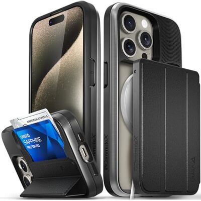 VENA vCommuteX Capa tipo carteira removível para Apple iPhone 15 Pro (compatível com Magsafe, proteção contra quedas militares), capa de couro com ranhura para cartão e suporte (iPhone 15 Pro) VENA vCommuteX Capa tipo carteira removível para Apple iPhone 15 Pro (compatível com Magsafe, proteção contra quedas militares), capa de couro com ranhura para cartão e suporte (iPhone 15 Pro)
