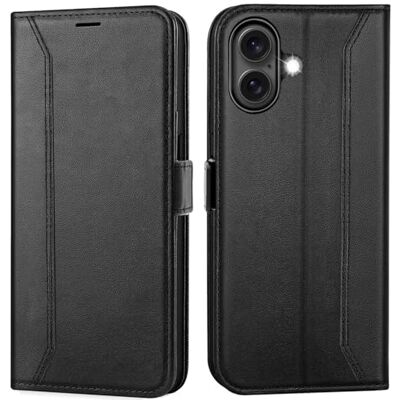 Verco Capa para iPhone 16 Plus, capa premium com tampa para Apple iPhone 16 Plus, capa tipo livro, cor preta Verco Capa para iPhone 16 Plus, capa premium com tampa para Apple iPhone 16 Plus, capa tipo livro, cor preta
