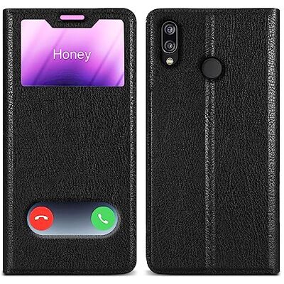 Cadorabo Estojo compatível com Huawei P20 Lite 2018 / Nova 3E em preto papagaio capa protetora com fecho magnético, função de suporte e 2 janelas de visualização Cadorabo Estojo compatível com Huawei P20 Lite 2018 / Nova 3E em preto papagaio capa protetora com fecho magnético, função de suporte e 2 janelas de visualização