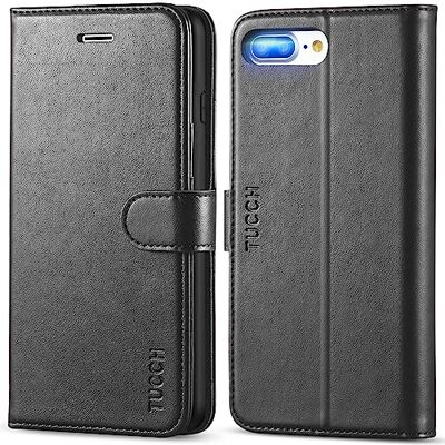 TUCCH Capa carteira para iPhone 8 Plus/7 Plus, preto TUCCH Capa carteira para iPhone 8 Plus/7 Plus, preto
