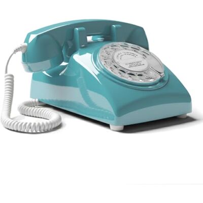 Opis Technology Opis 60s Cabo: O telefone fixo retro, um clássico dispositivo vintage com mostrador de disco, que evoca o charme antigo Azur Opis Technology Opis 60s Cabo: O telefone fixo retro, um clássico dispositivo vintage com mostrador de disco, que evoca o charme antigo Azur