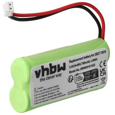 vhbw Bateria compatível com Audioline DECT 5015 telefone fixo ou sem fios Telefone (750 mAh, 2,4 V, NiMH) substituição para 08C/CP18NM, BC101276 vhbw Bateria compatível com Audioline DECT 5015 telefone fixo ou sem fios Telefone (750 mAh, 2,4 V, NiMH) substituição para 08C/CP18NM, BC101276