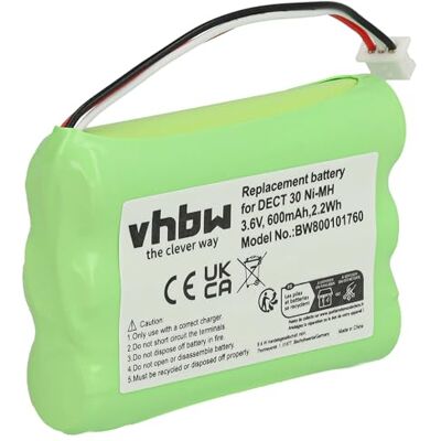 vhbw 1 bateria compatível com Agfeo DECT 30, DECT 35, DECT 45 telefone fixo ou sem fios (600 mAh, 3,6 V, NiMH) DECT 45, DECT 30 teléfono fijo o inalámbrico (600 mAh, 3,6 V, NiMH) vhbw 1 bateria compatível com Agfeo DECT 30, DECT 35, DECT 45 telefone fixo ou sem fios (600 mAh, 3,6 V, NiMH) DECT 45, DECT 30 teléfono fijo o inalámbrico (600 mAh, 3,6 V, NiMH)