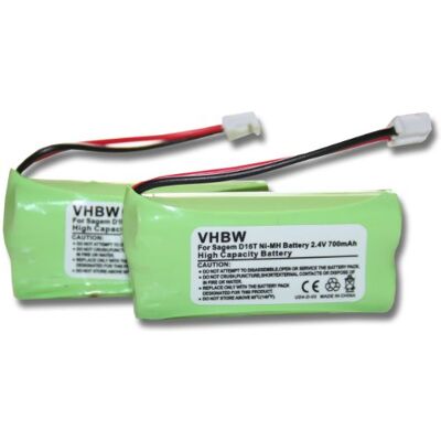 vhbw 2X bateria substitui Sagem 2SN-AAA55H-S-JP1 para telefone fixo ou sem fios (700 mAh, 2,4 V, NiMH) para teléfono fijo o inalámbrico (700 mAh, 2,4 V, NiMH) vhbw 2X bateria substitui Sagem 2SN-AAA55H-S-JP1 para telefone fixo ou sem fios (700 mAh, 2,4 V, NiMH) para teléfono fijo o inalámbrico (700 mAh, 2,4 V, NiMH)