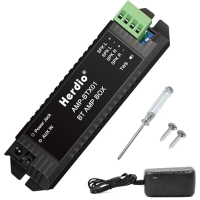 Herdio Bluetooth Home Amplificador de áudio 2.0 canais sistema recetor para altifalantes passivos com AUX TWS adequado para teto cinema em casa marinha garagem exterior interior Herdio Bluetooth Home Amplificador de áudio 2.0 canais sistema recetor para altifalantes passivos com AUX TWS adequado para teto cinema em casa marinha garagem exterior interior