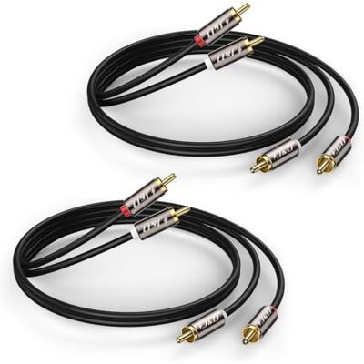 J&D 2 unidades cabo de áudio RCA, 2 RCA macho a 2 RCA macho banhado a ouro, compatível com amplificador, alto-falante, leitor de CD/DVD, HDTV, 0,9 metros J&D 2 unidades cabo de áudio RCA, 2 RCA macho a 2 RCA macho banhado a ouro, compatível com amplificador, alto-falante, leitor de CD/DVD, HDTV, 0,9 metros