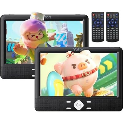YOTON Leitor de DVD portátil para crianças, 10,5 polegadas, compatível com USB/SD, com suporte para apoio de cabeça, 5 horas de YOTON Leitor de DVD portátil para crianças, 10,5 polegadas, compatível com USB/SD, com suporte para apoio de cabeça, 5 horas de