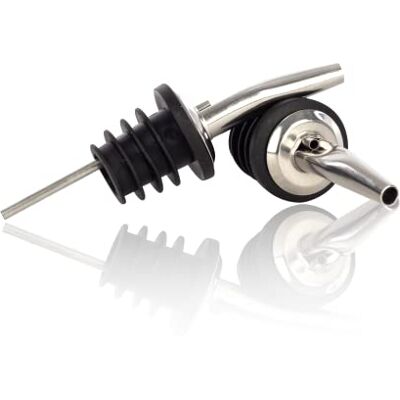 Qpractiko Vertedores dosificadores pack 2 Acero inoxidable, plateado Sistema antigoteo, ajuste universal, dosificación precisa Vertido limpio para vino, licor y aceite Qpractiko Vertedores dosificadores pack 2 Acero inoxidable, plateado Sistema antigoteo, ajuste universal, dosificación precisa Vertido limpio para vino, licor y aceite