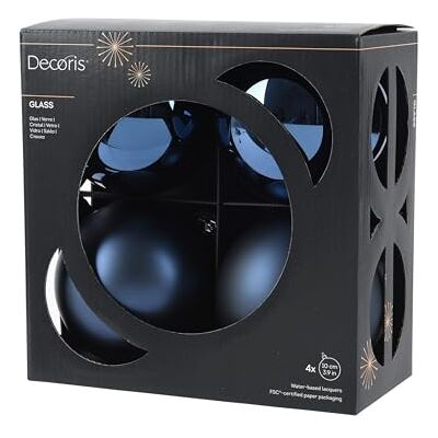 Kaemingk Bolas de Navidad de vidrio de 10 cm, 4 piezas mate y brillante Grandes bolas para árbol de Navidad para Navidad Adornos para árbol de Navidad y decoración para árbol de Navidad Azul Kaemingk Bolas de Navidad de vidrio de 10 cm, 4 piezas mate y brillante Grandes bolas para árbol de Navidad para Navidad Adornos para árbol de Navidad y decoración para árbol de Navidad Azul