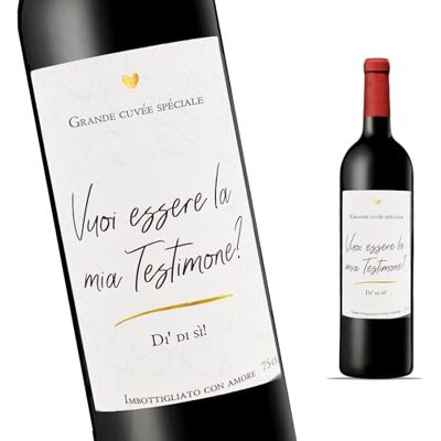 Funfest Etiqueta para garrafa de vinho pedido de testemunha (mulher) "Vuoi essere la mia testemune?" (Grand Cru/IT) Funfest Etiqueta para garrafa de vinho pedido de testemunha (mulher) "Vuoi essere la mia testemune?" (Grand Cru/IT)