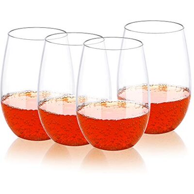 QHYK Copos de Vinho de Plástico, Reutilizáveis Ecológicos À Prova de Quebras, Copos Fáceis de Transportar, para Festas, Casamentos, Camping, Hialino 473ml QHYK Copos de Vinho de Plástico, Reutilizáveis Ecológicos À Prova de Quebras, Copos Fáceis de Transportar, para Festas, Casamentos, Camping, Hialino 473ml